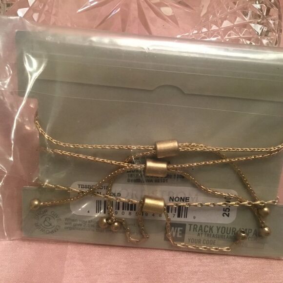 NWT Treasure Bond (Nordstrom) Set of 3 Adjustable Goldtone Bracelets - Picture 4 of 8